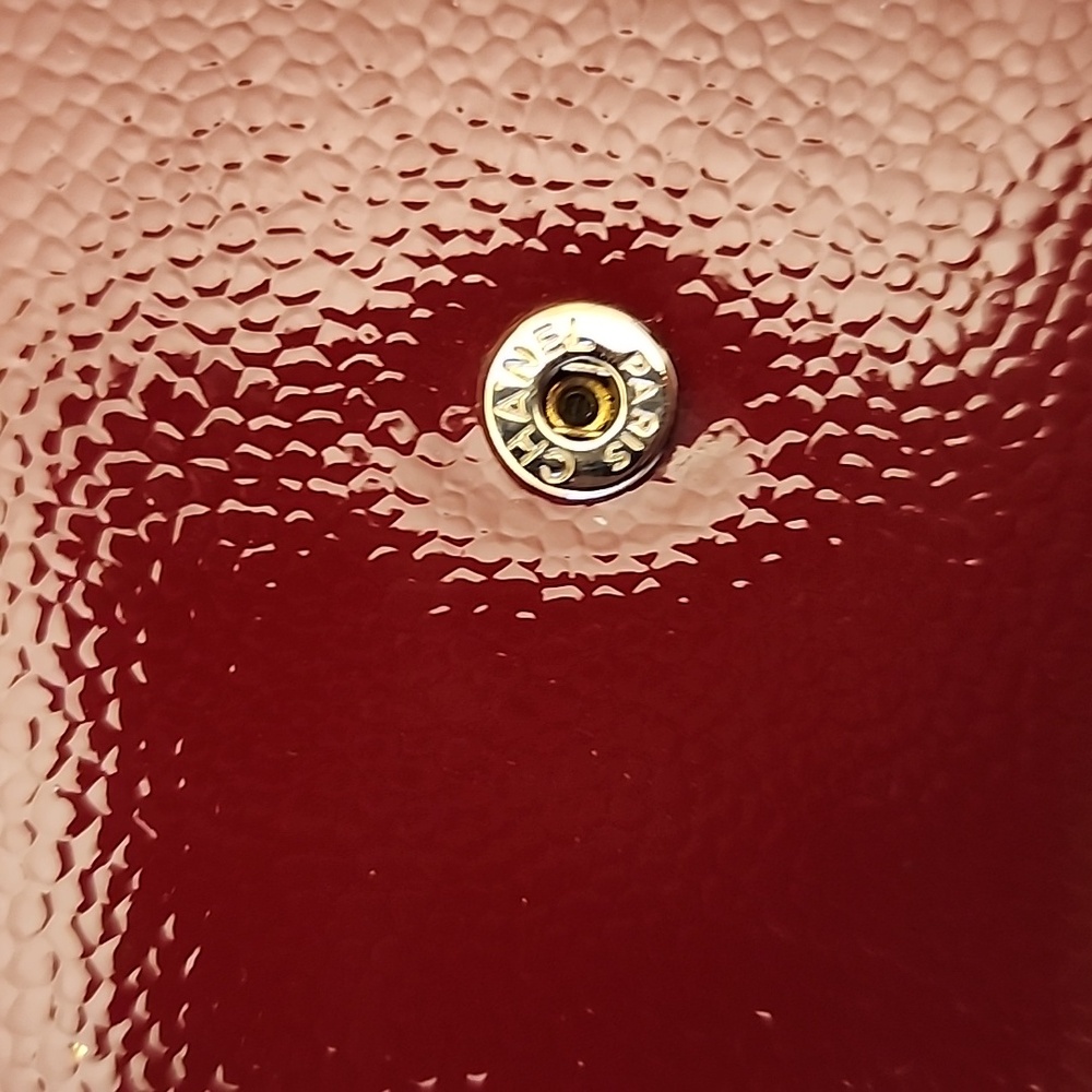 Chanel Continental CC Flap Wallet Purse Glazed Calfskin Entrupy COA Burgundy - Picture 10 of 16